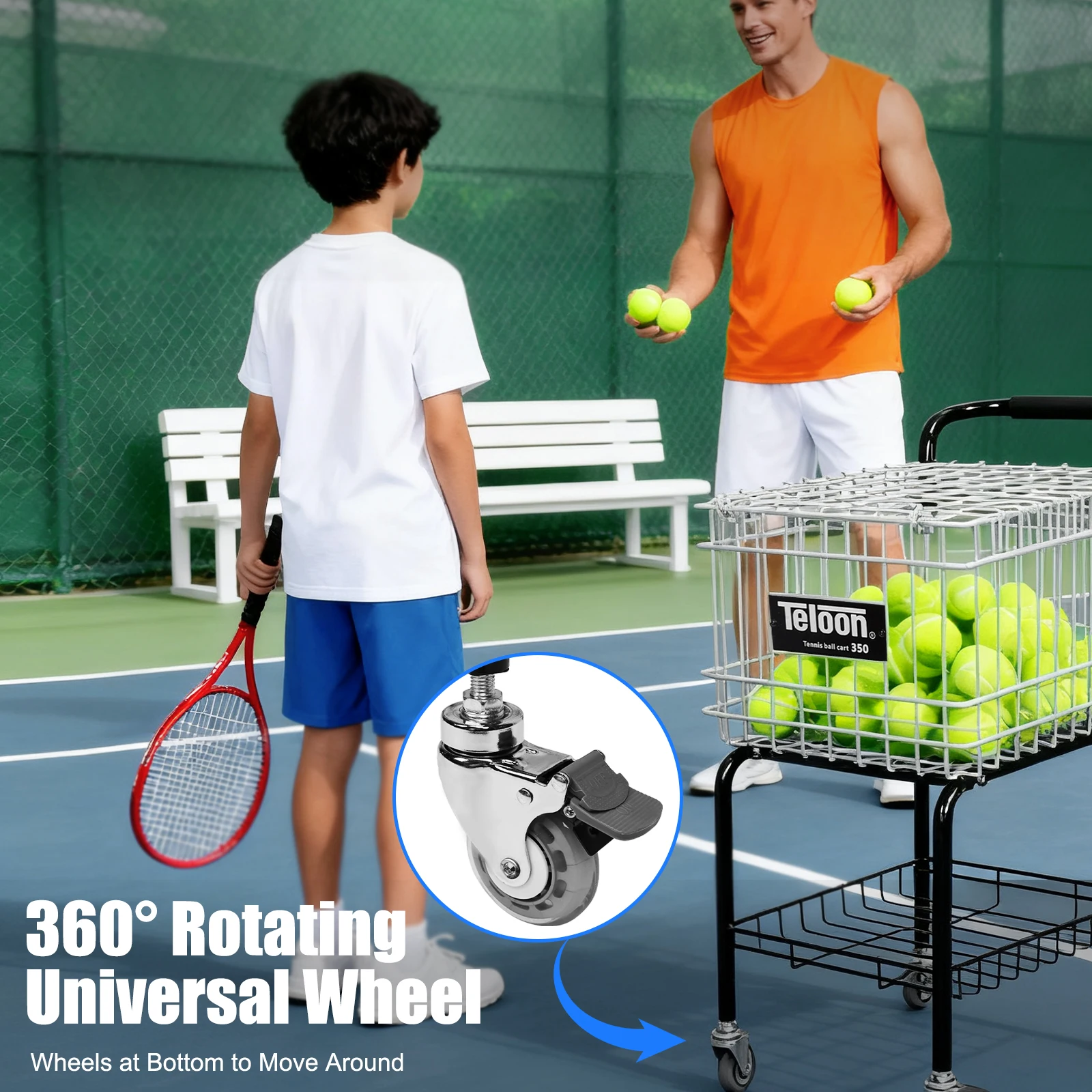 

Training Ball Pickup Basket with Wheel Tennis Ball Storage Cart Holds 350 Balls Foldable Tennis Cart Basket Carrier Gatherer