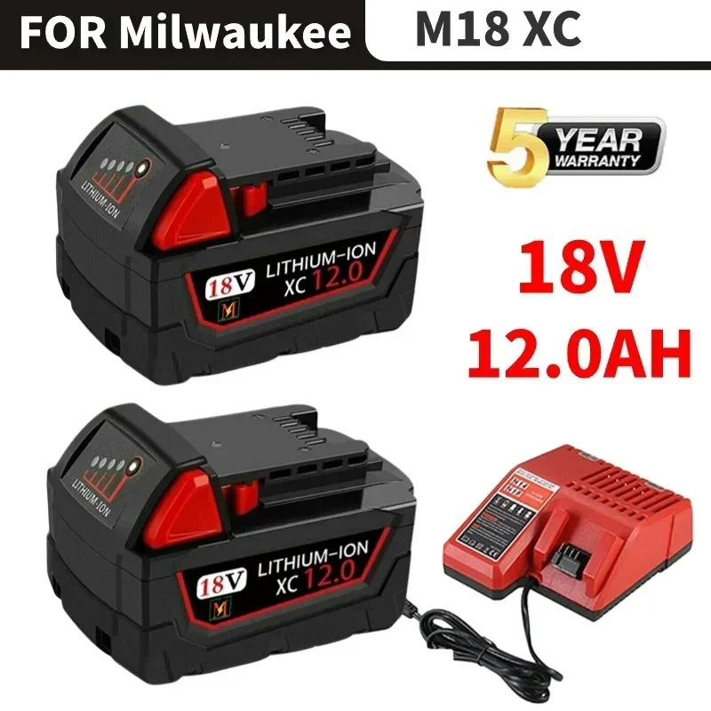 

18V Rechargeable Power Tool Battery 12000mAh For Milwaukee Li-Ion y 48-11-1815 M18B2 M18B4 M18BX L50 Battery replace