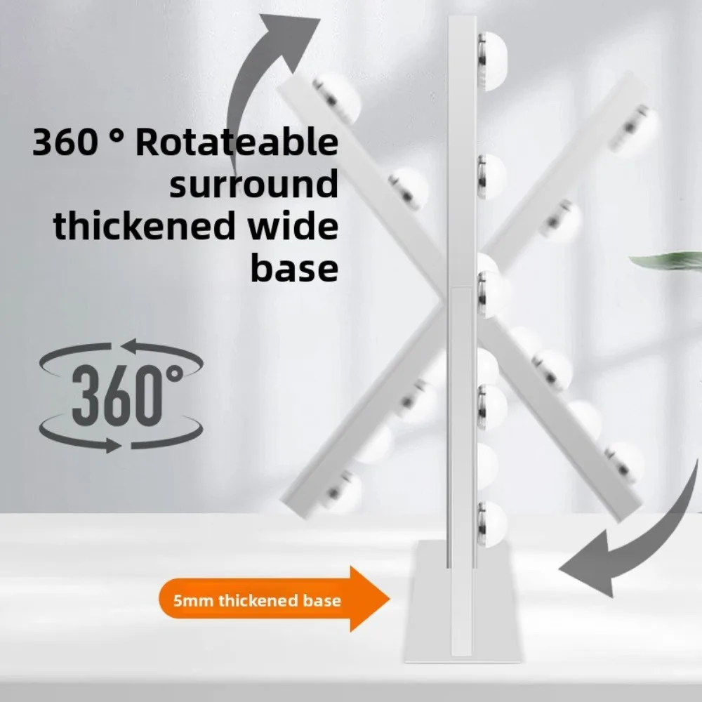 Specchio cosmetico con luci Specchio per trucco Hollywood con 12 lampadine a LED Illuminazione a 3 colori 360 ° Rotazione per spogliatoio e camera da letto