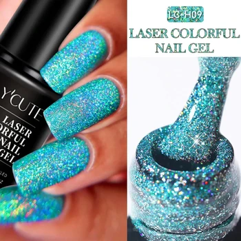 LILYCUTE 반영구 레이저 젤 네일 광택제, 반짝이는 글리터 젤 광택제, 네일 아트 매니큐어, LED UV 젤 바니시, 7ML 