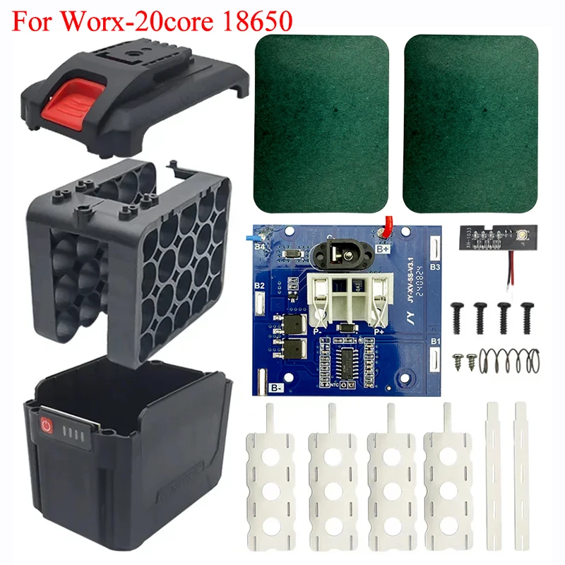 20 X 18650 WA3550 Li-ion Battery Case PCB Charging Protection Circuit Board For Worx 21V WA3551 WA3572 WA3590 Shell Housings