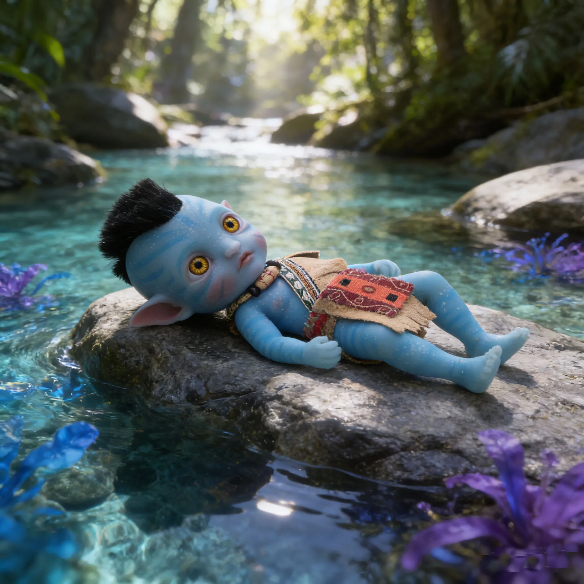 Cloveray 8inch Soft Solid Silicone Doll Full Body Silicone Realistic Blue Skin Alien Doll Humanoid Alien Doll Handmade Art Gift