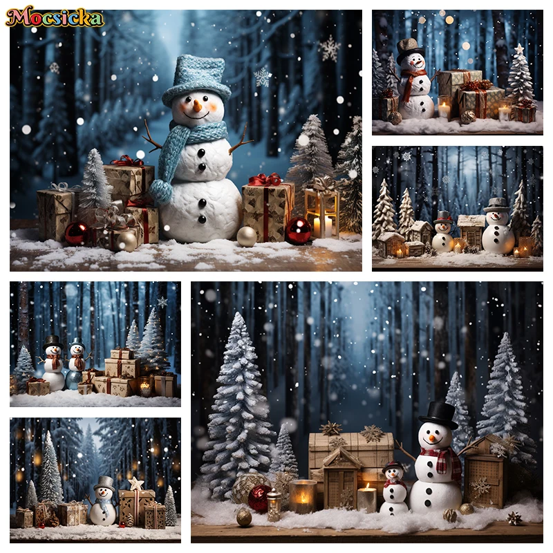 

Christmas Tree Snowman Backdrop Baby Shooting Props Winter Background Photography New Year Children Kid Photo Decorations Studio