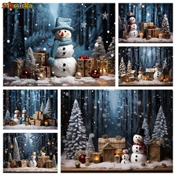 Christmas Tree Snowman Backdrop Baby Shooting Props Winter Background Photography New Year Children Kid Photo Decorations Studio