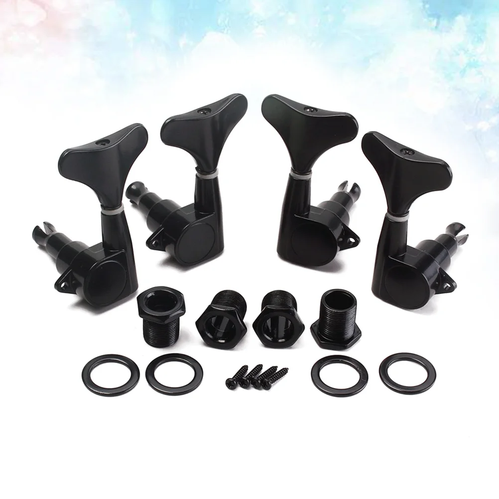 

4 pcs Sealed Guitar Tuning Pegs Machine Heads 2L2R With Screws Ferrules Bushings For Acoustic Electric Bass 4 String Black Half
