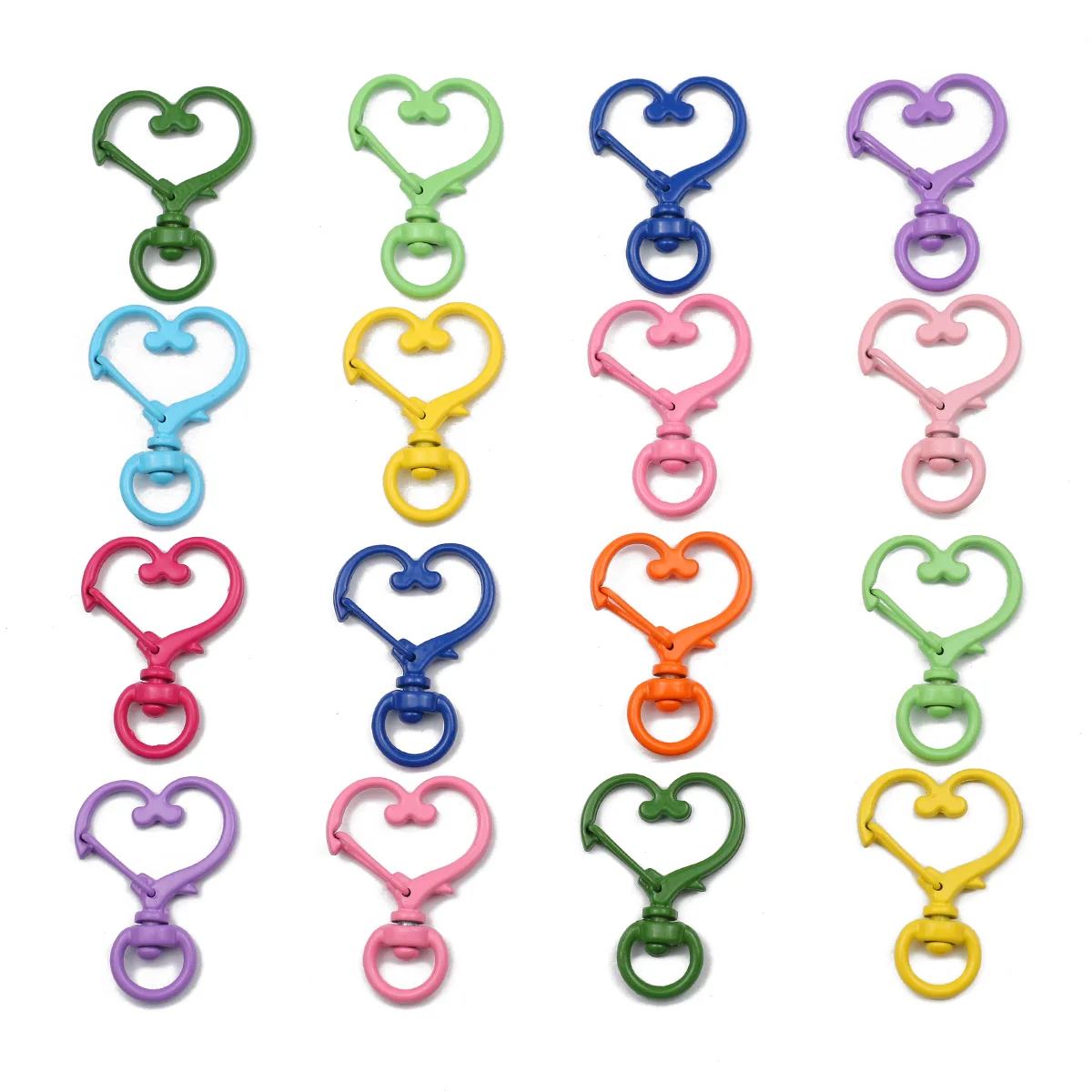 Baking Paint Love shape Snap Hook Colorful Lobster Key Clasps Dolls/Label Connector For Jewelry Making DIY Findings 3/6/9pcs