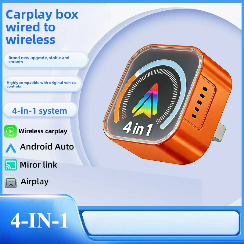 Wireless Carplay Adapter 4 in 1 Android Auto Airplay Mirror Link USB Plug&Play Car Dongle for Apple Android Phones