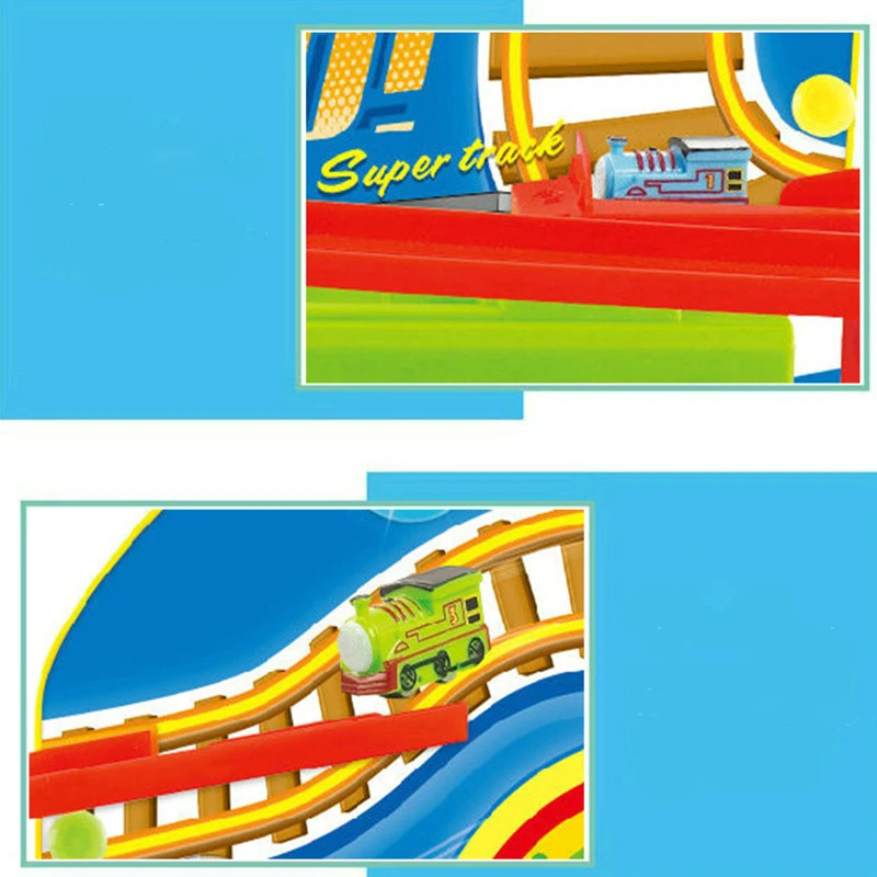 Electric Track Wall Climbing Slides Set with LED Flashing Lights Music Race Car Tracks Roller Coaster Kids Educational Toys