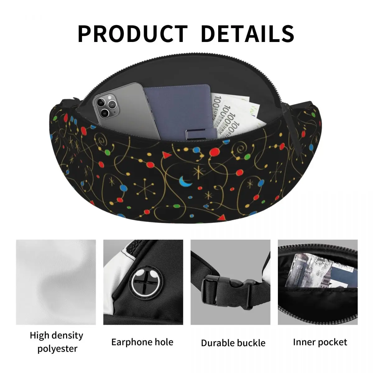 Composição geométrica Fanny Pack para mulheres e homens, bolsa de cintura transversal para viagem, bolsa para telefone casual, pop art