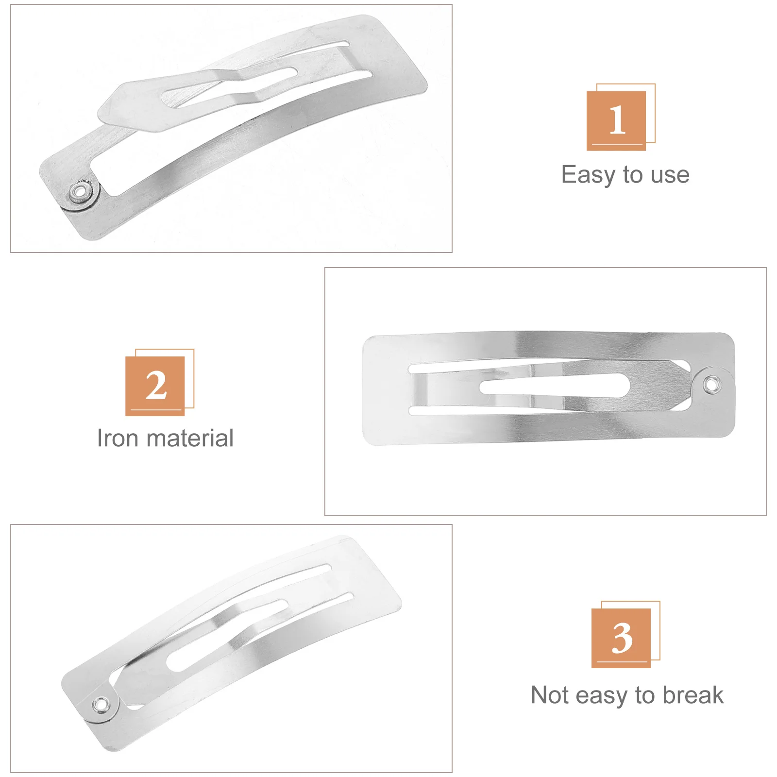 

100Pcs Rectangular Snap Hair Clips Iron Material DIY Hair Clip Accessories for Handmade Hairpin Gifts Craft