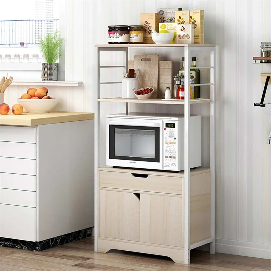 Armario de cocina de 3 niveles, mesa consola, aparador de Buffet, muebles de cocina para mesa de entrada con puertas de persiana, gabinetes de cocina