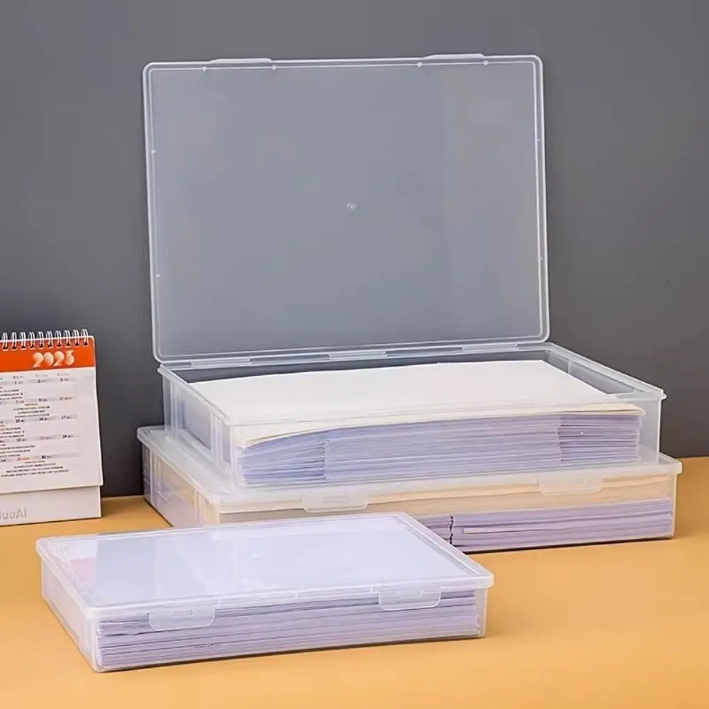 Transparent Desktop Storage Case Multifunctional Dustproof Pencil Storage Box Eco-Friendly PP Large Capacity File Box