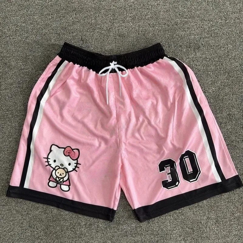 

Новое летнее специальное издание HelloKitty Baskerball, мужские и женские быстросохнущие шорты, рубашка, повседневная спортивная рубашка с 3D принтом