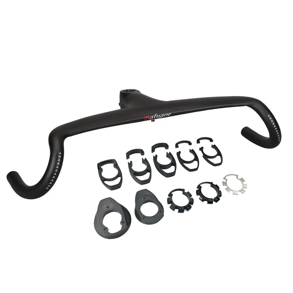 Fully Hidden BALUGOE Label Breakwind Integrated Gravel Bend Handle Carbon Fiber Competition Bicycle Handlebar Bring Bowl Set 25°