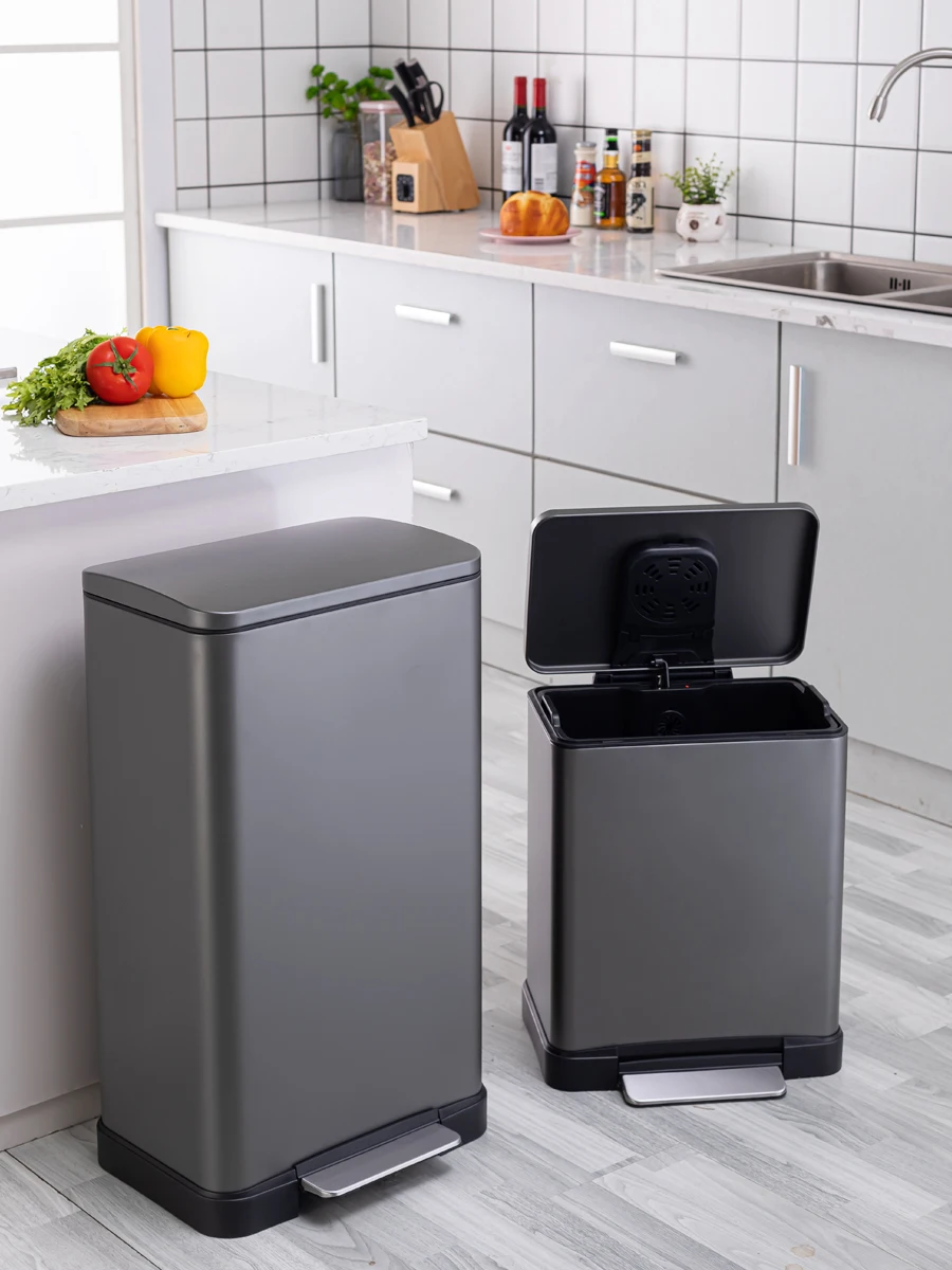 

Большая емкость из нержавеющей стали Tra Can 20л 30л 45л Кухня Beau Salon Защита от запаха Домашнее использование Ножная педаль Open Way Длинная ванна ape