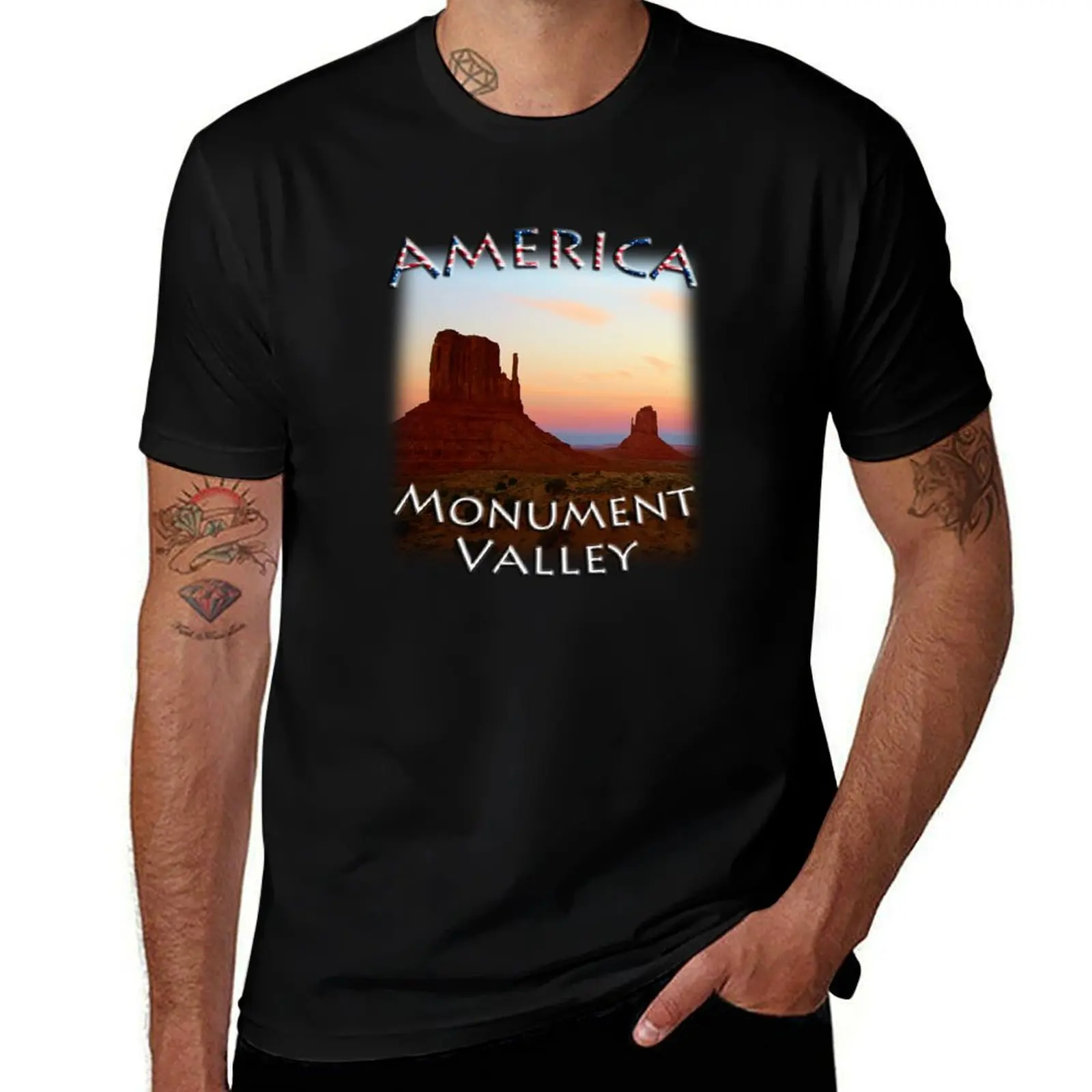 America - Arizona - Monument Valley T-Shirt Basic Solid Color Short Sleeve Cotton Top T-Shirt