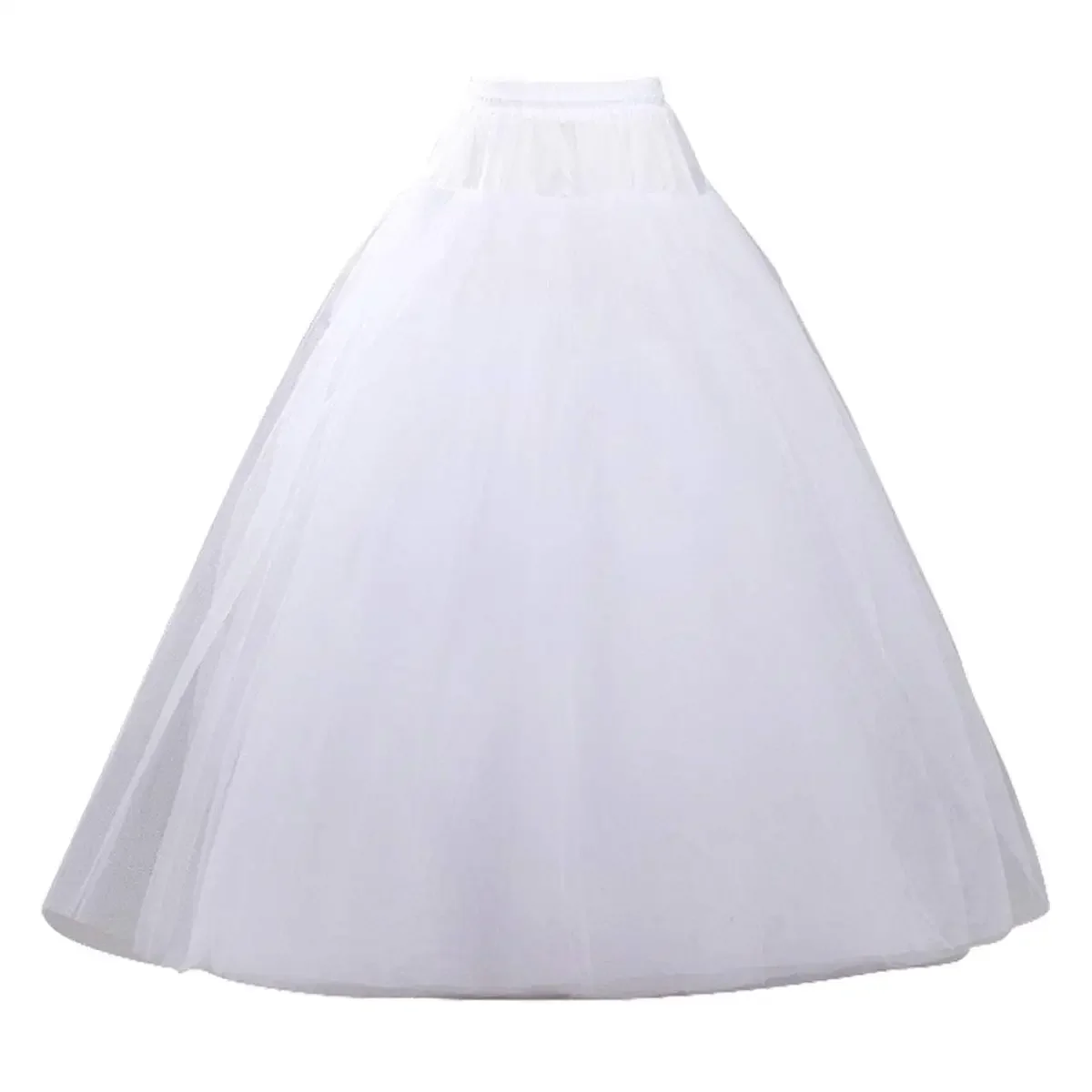 

New Style Fresh LookA-line Hoopless Petticoat Crinoline Underskirt Slips 3 Layers Floor Length Ball Gown Skirt for Wedding Dress