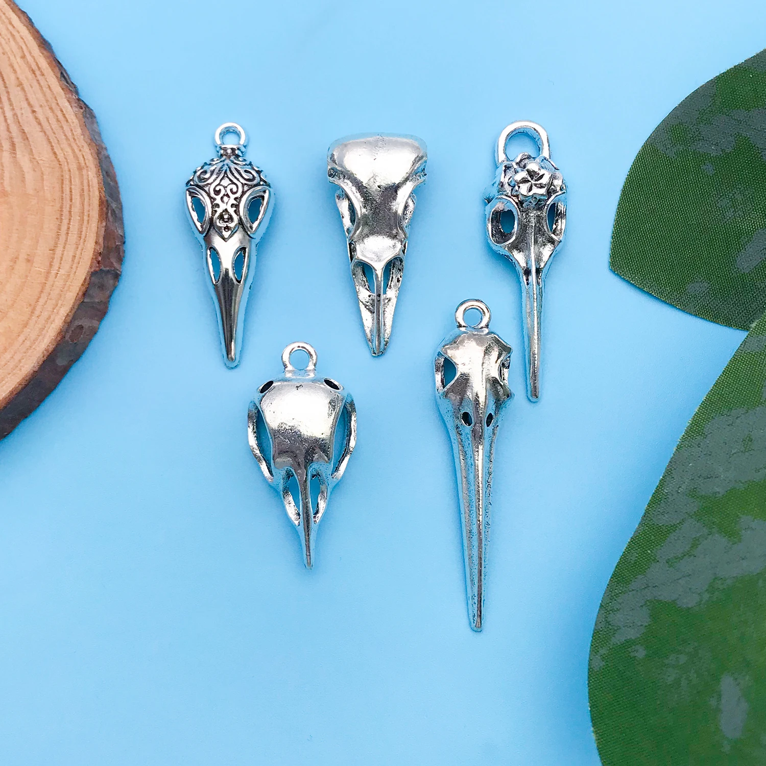 5/10pcs Antique Silvery Skeleton Bird Head Pendant Accessory For DIY  Making Keychain Necklace Earrings Charms Fashion Jewelry