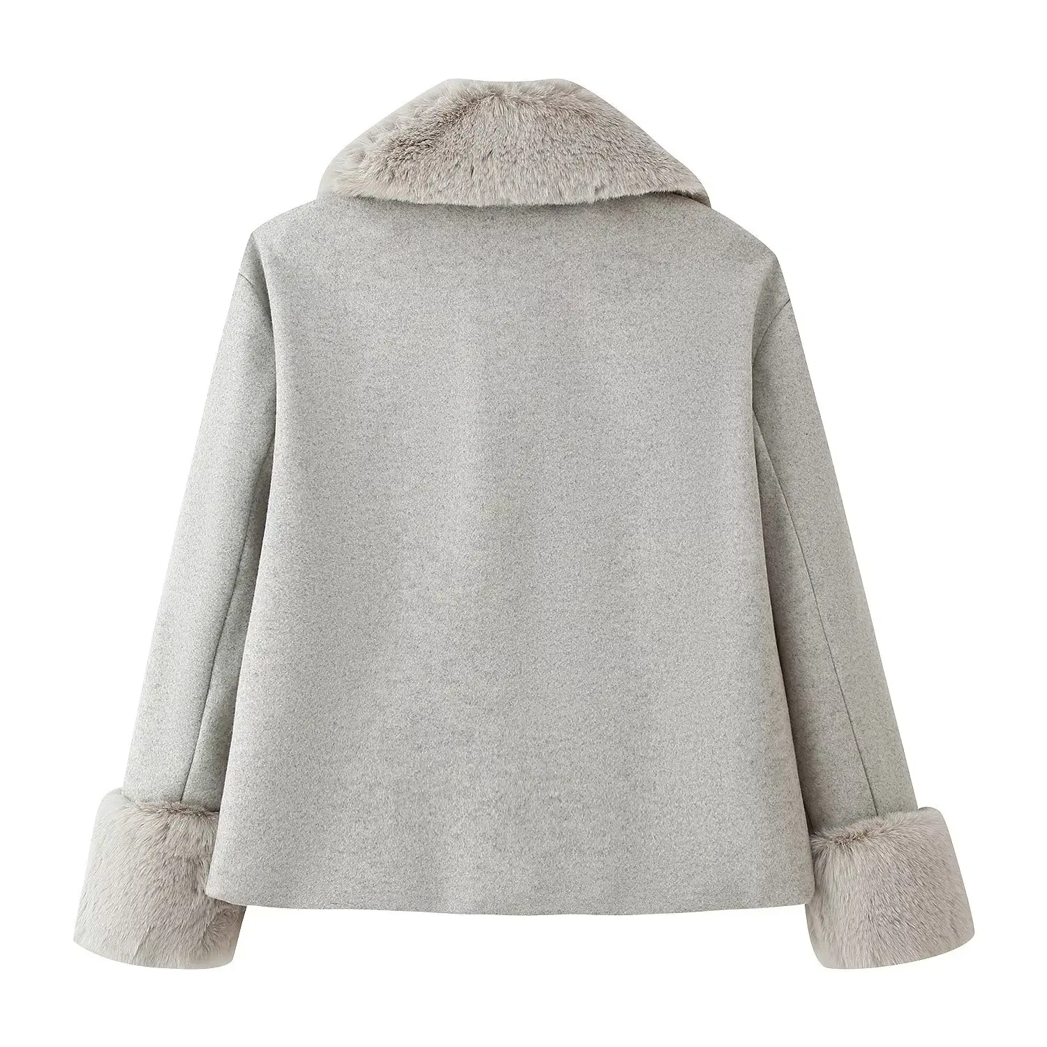 BSAY ファーカラー ウール ショートコート レディース ファッション 秋冬新作 2025 無地 長袖 ラペルコート ジャケット 女性用