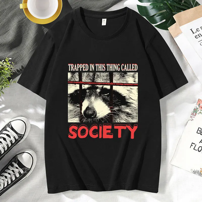

Funny Raccoon Vintage Cartoon Meme Graphic T Shirts Men Women's Fashion Casual Cotton Oversized Tshirts Gothic Punk T-shirt Tops