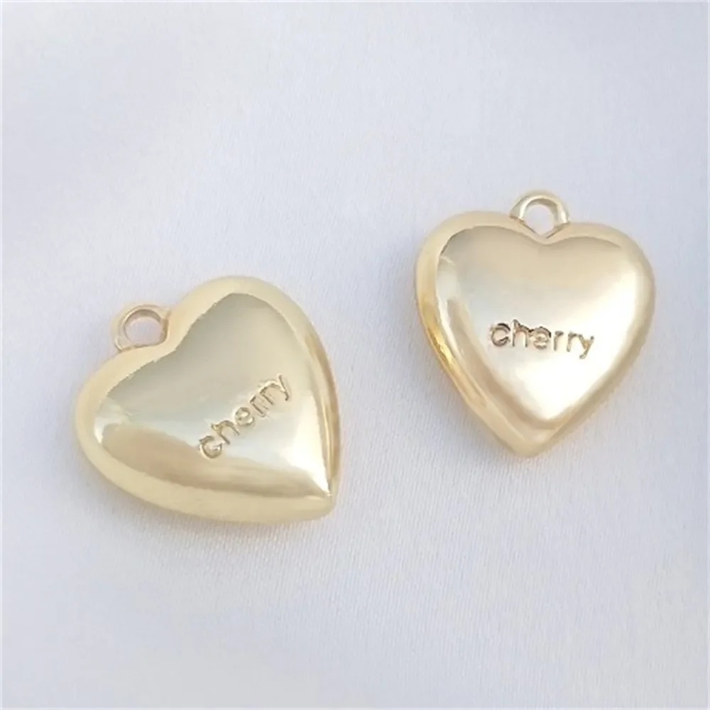 Smooth Solid Heart 14K Gold Package Peach Heart Pendant Handmade DIY Necklace Bracelet Charms Pendant K434