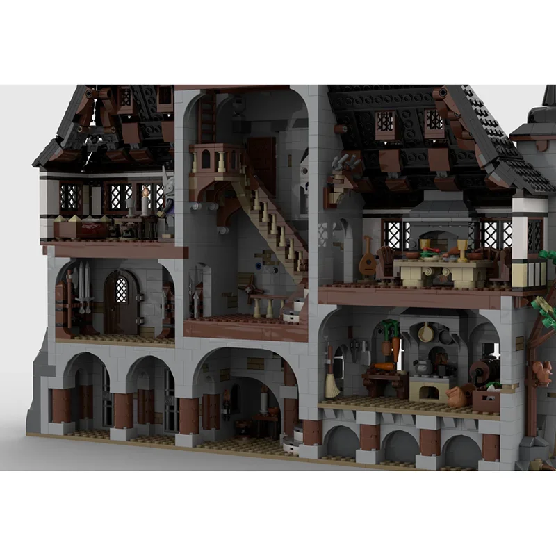 Modelo medieval moc blocos de construção castelo modelo tecnologia tijolo diy montagem cena famosa construção presentes do feriado brinquedo