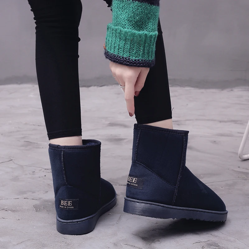 Women Cotton Shoes Warm Snow Boots Casual Shoes High Top Shoes Classic Winter Couple Style Female Classic Blue Plus Size 35-43