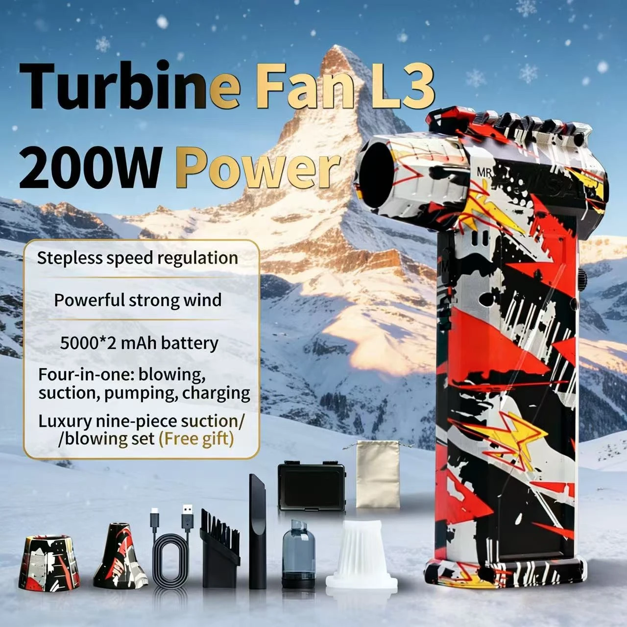 

650000 RPM L3 Pro Brushless 10000mAh Motor Electric Turbo Jet Fan High-Speed Turbo Violent Fan Rechargeable Powerful Dust Blower