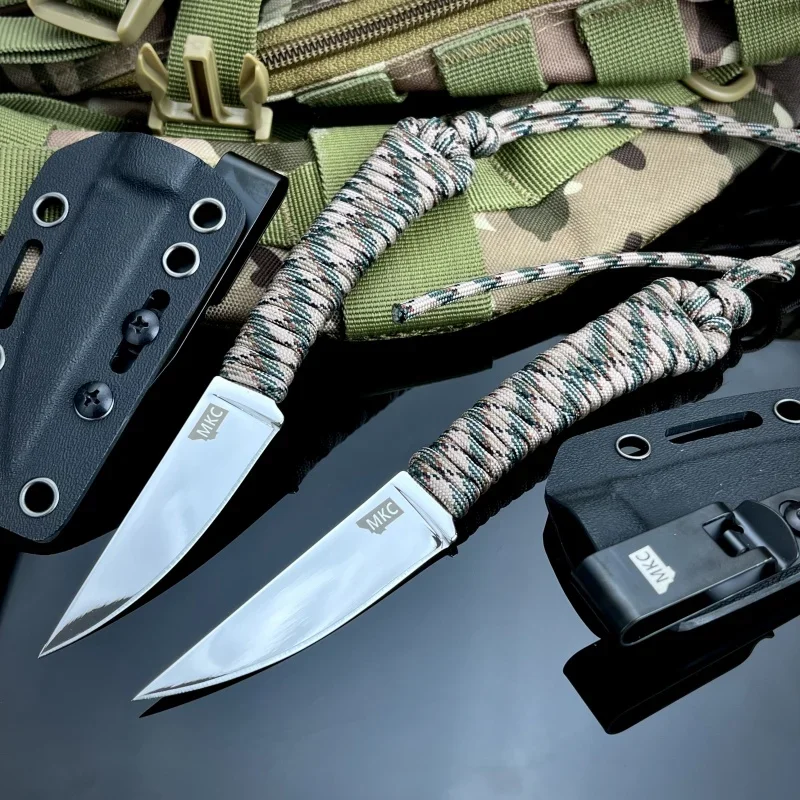 

MKC Pocket Tactical Pocket Knife, 440c Steel Nylon Rope Handle Outdoor Camping Survival EDC Carving Knife Window Breaker