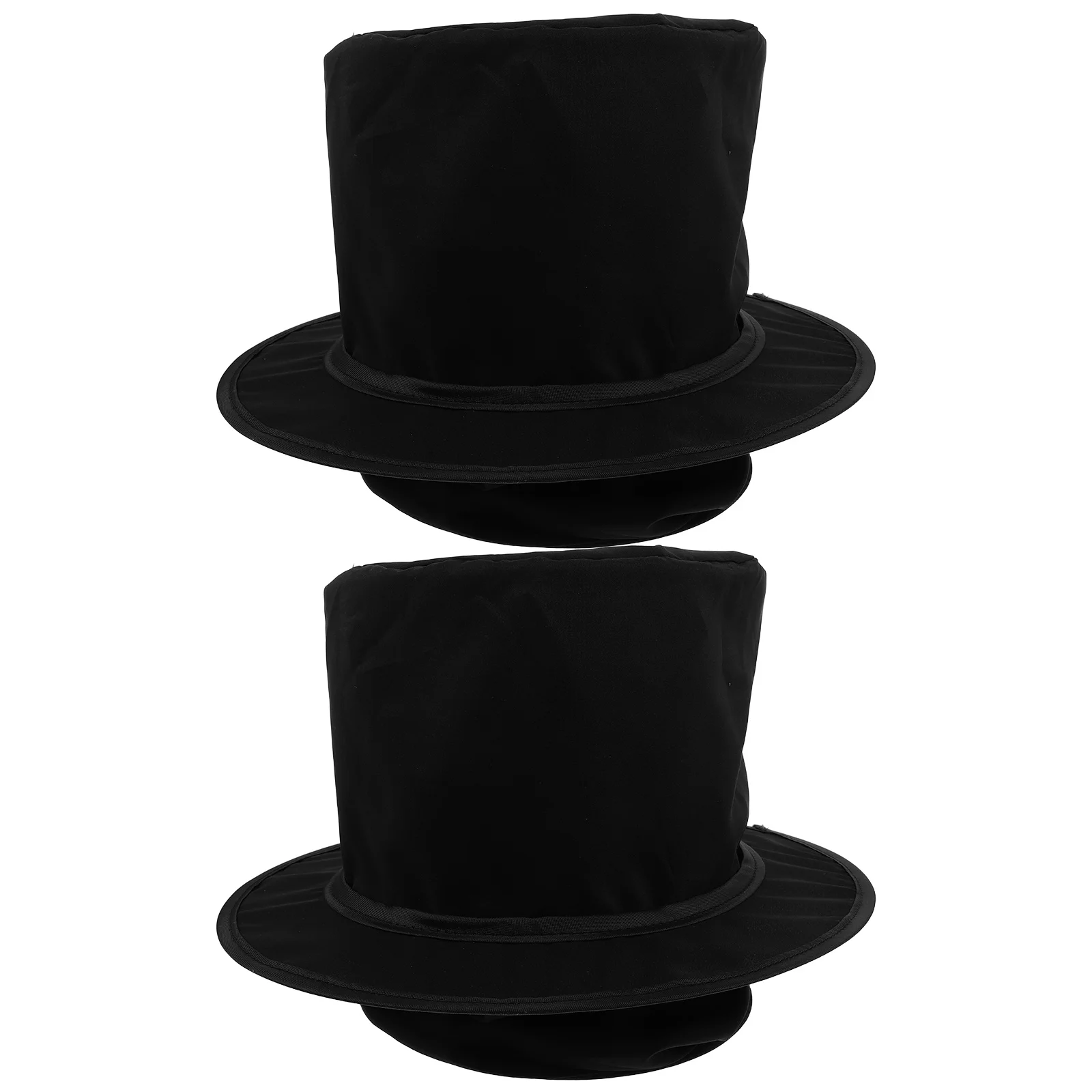 2 قطعة قبعة الساحر الأسود للطي أفضل قبعة للبالغين الاطفال حفلة تنكرية كرنفال تأثيري الفيكتوري سهرة المرحلة الدعائم