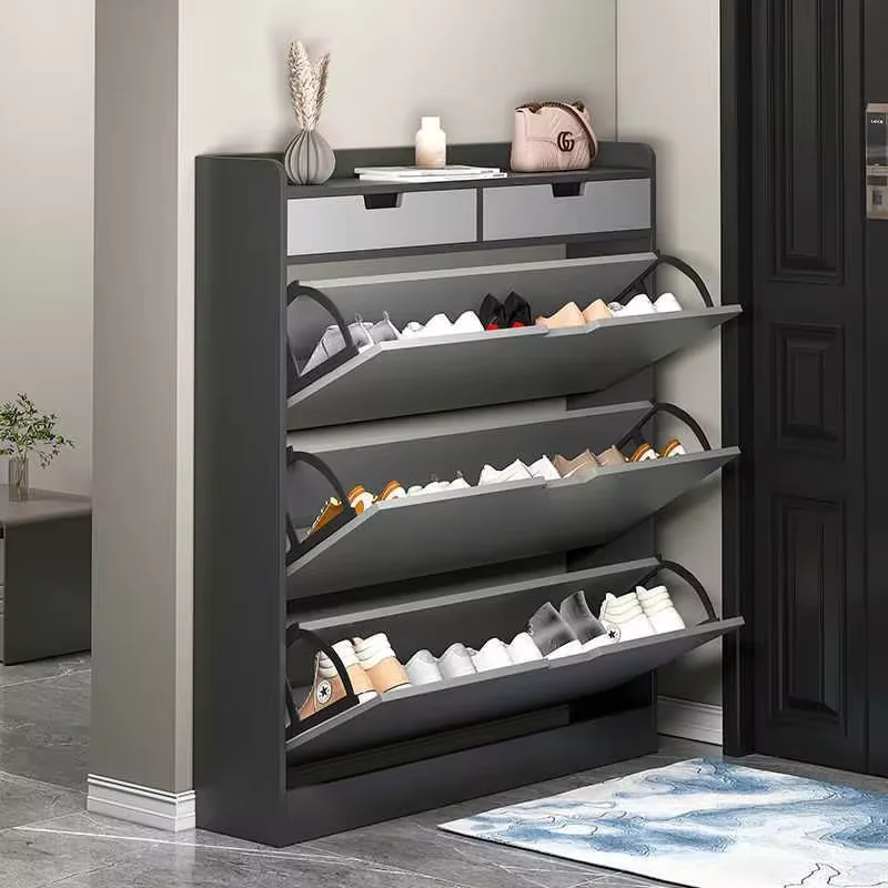 Blanco de madera de roble moderno minimalista Meuble Chaussure pasillo elegante Simple balcón Zapatero y zapatero de almacenamiento
