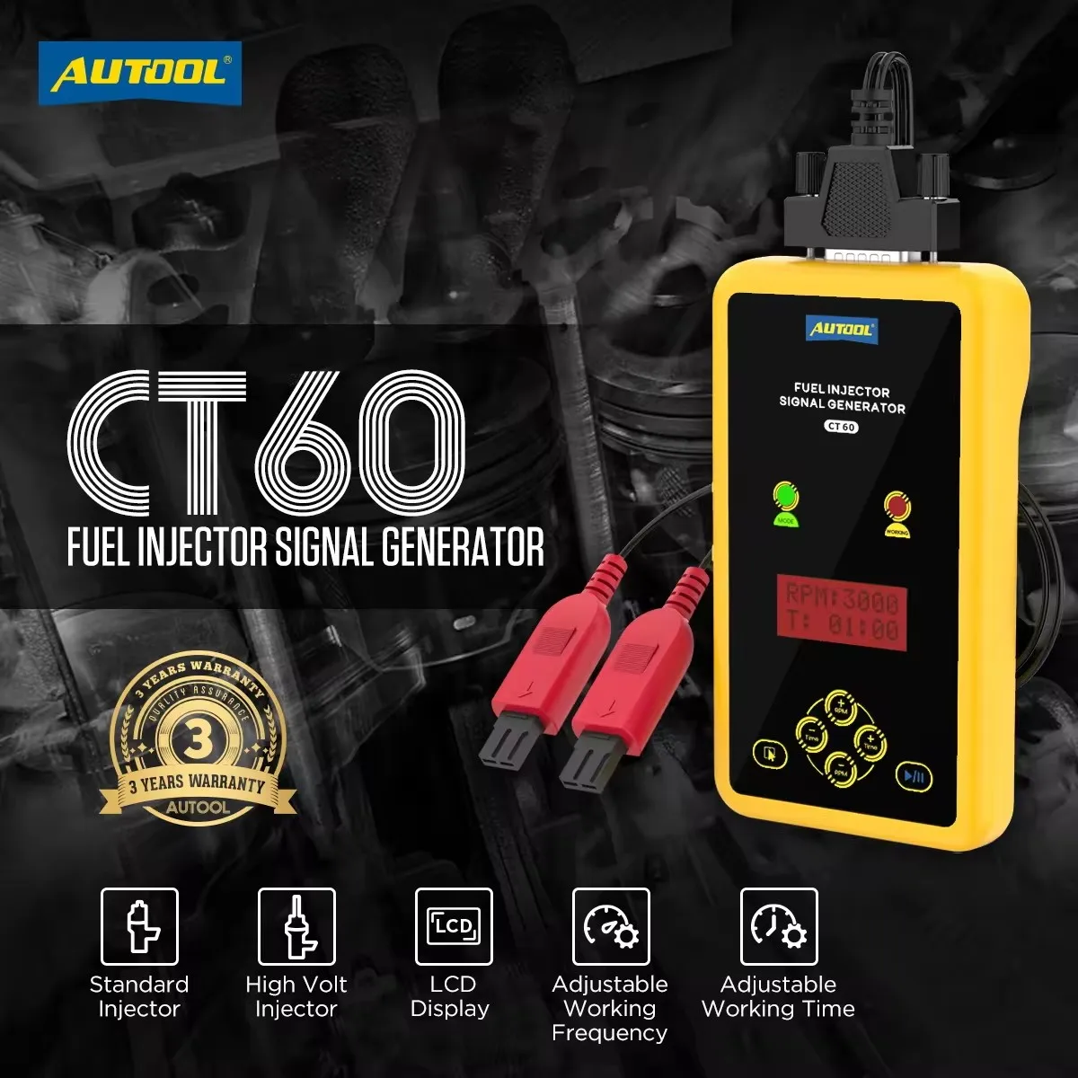 

2026 new Autool CT60 Ultrasonic Cleaning Machine Cleaner Car Motorcycle 6 Cylinder Clean Electronic Tool Fuel Injector Tester