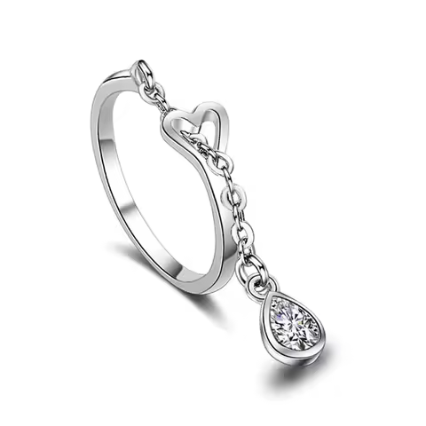925 Sterling Silver Rings For Women Water Droplets Pendant ​Adjustable Ring Luxury Jewelry Accessories Wholesale Jewellery