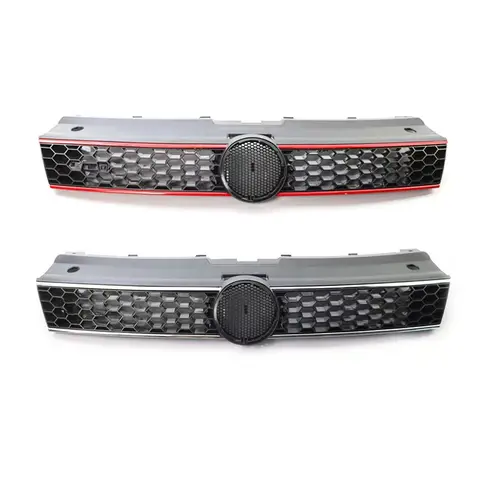 For  Volkswagen VW Polo 6R 2009 2010 2011 2012 2013 GTI Style Honeycomb Mesh Center Grille New ABS Front Bumper Grille