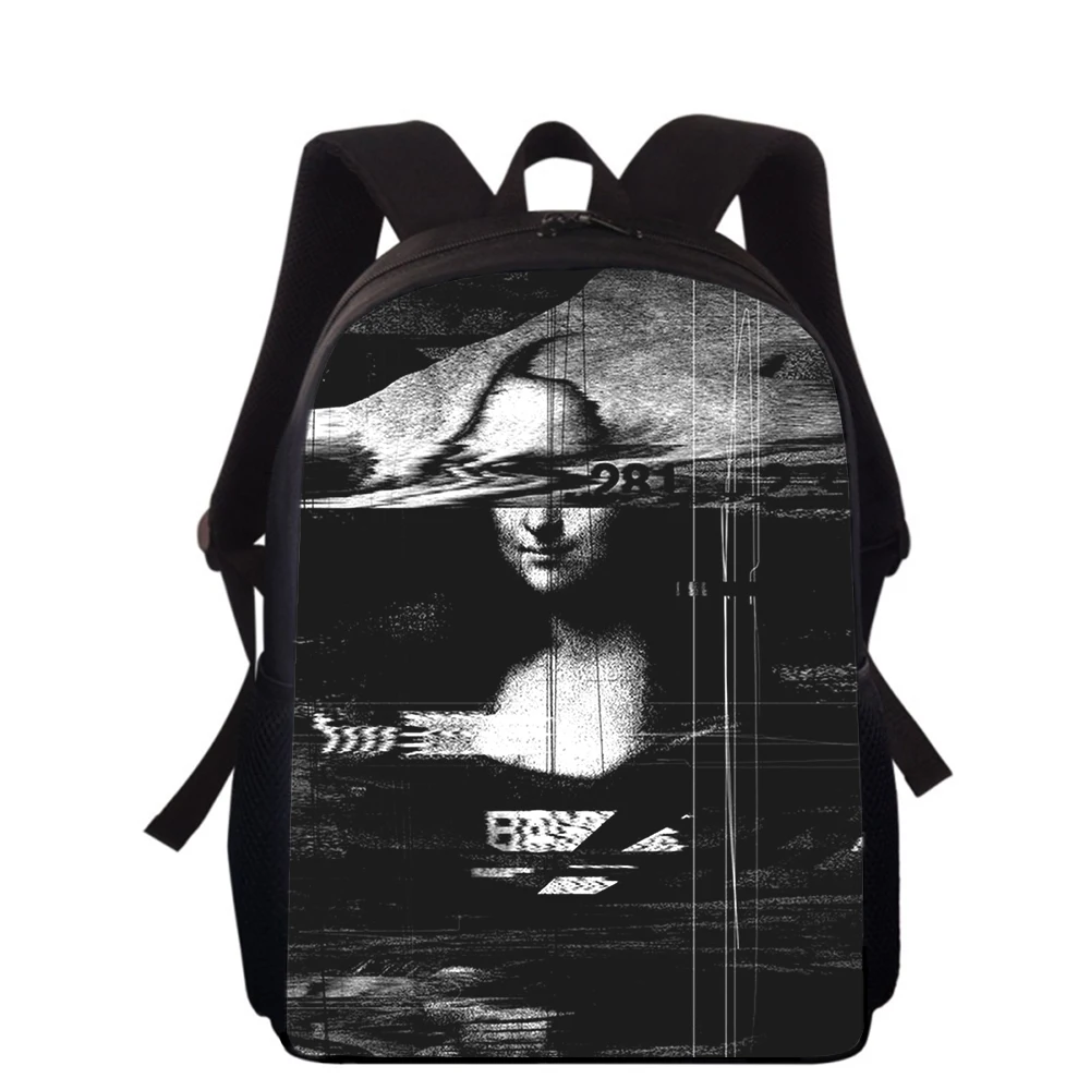 Sac à dos Mona Lisa Art pour enfants, impression 3D, sacs d'école primaire pour garçons et filles, sac à dos pour étudiants, sacs de livre scolaire, 15 po