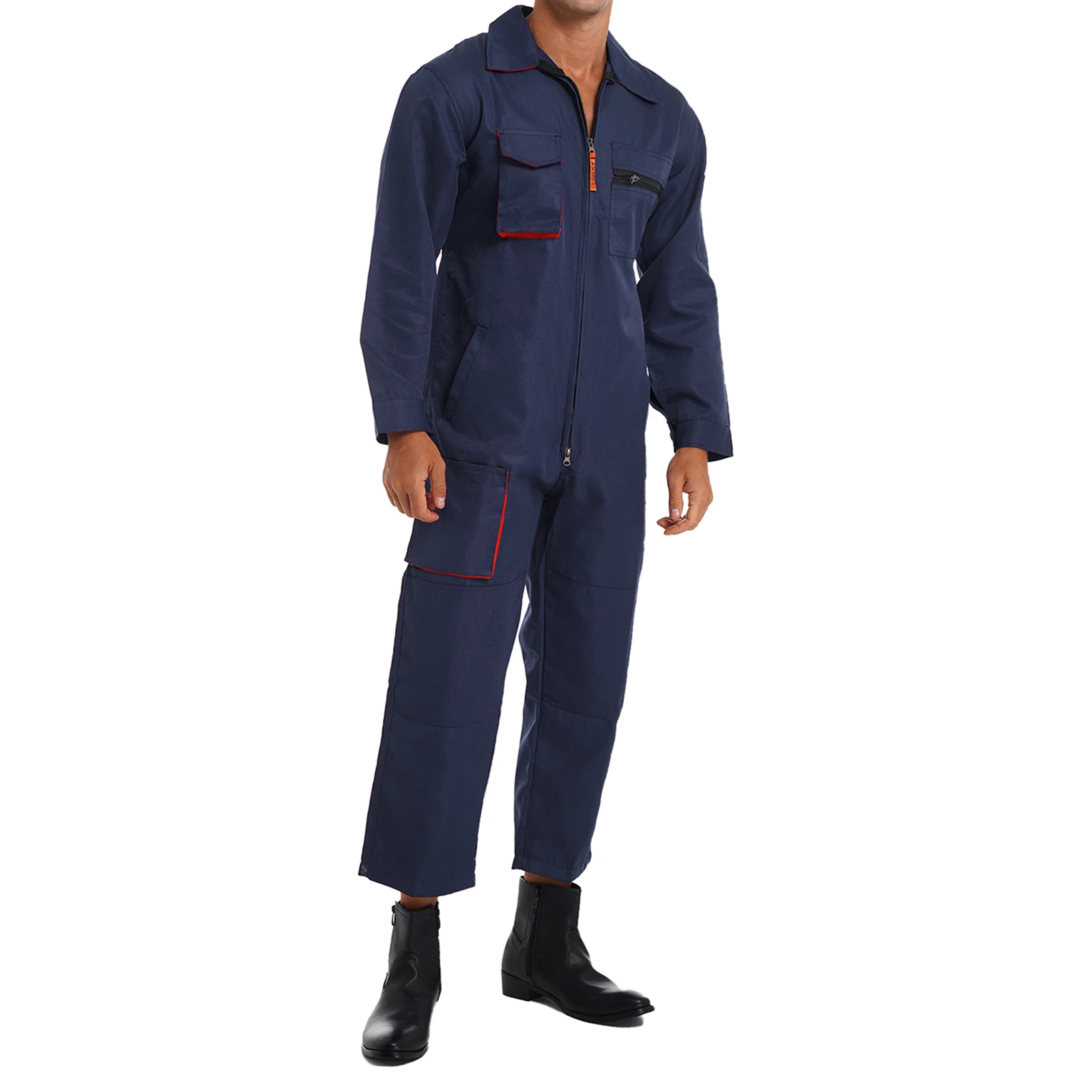 Monos Cargo de manga larga para hombre, pantalones con pechera, peleles con cremallera, mono de trabajo de moda, monos con múltiples bolsillos, uniforme mecánico, ropa de trabajo