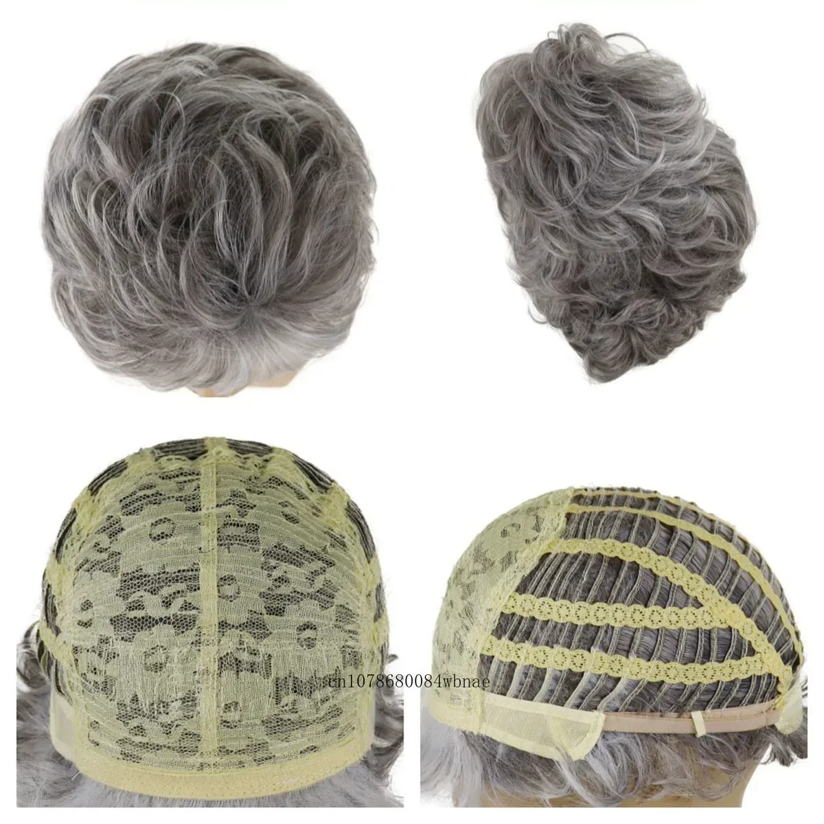 شعر مستعار رمادي مع الانفجارات الاصطناعية قصيرة الطبقات الباروكات الجد للرجال كبار السن ارتفاع درجة الحرارة الألياف الشعر اليومي زي الحفلات تأثيري #4