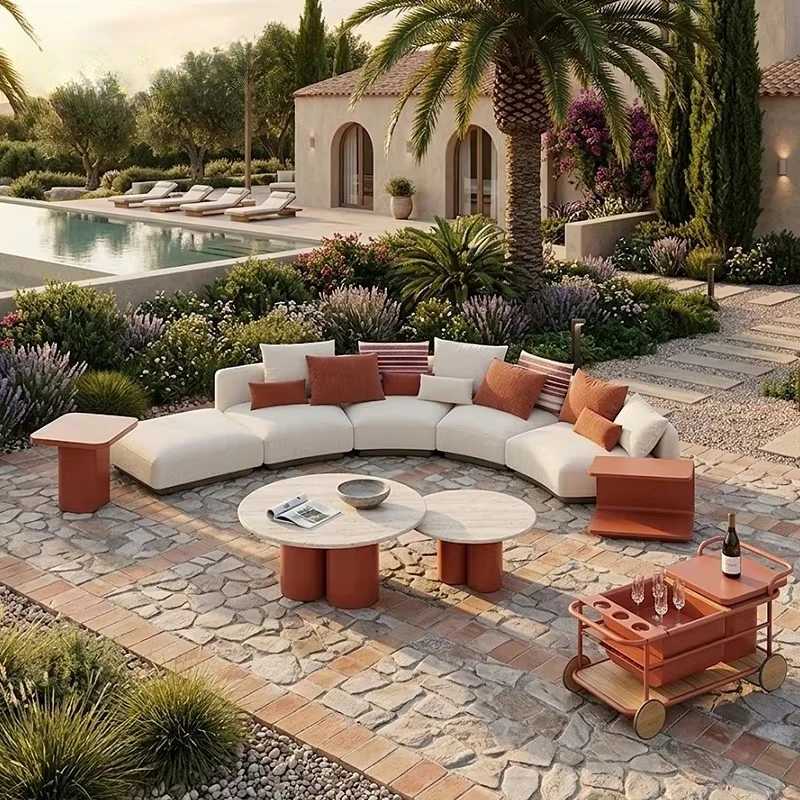 

Resort Garden Sofa Set Modern Villa Outdoor Sofa Luxury Hotel Outdoor Garden Sofa Garden Patio Courtyard Outdoor Furniture Set