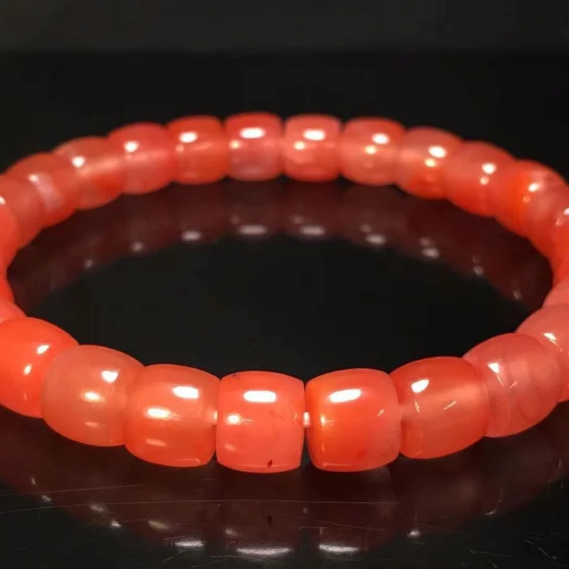 Nanhong Natural Sichuan Material Agate Cherry Red Straight Cut Rosy Pink Bracelet