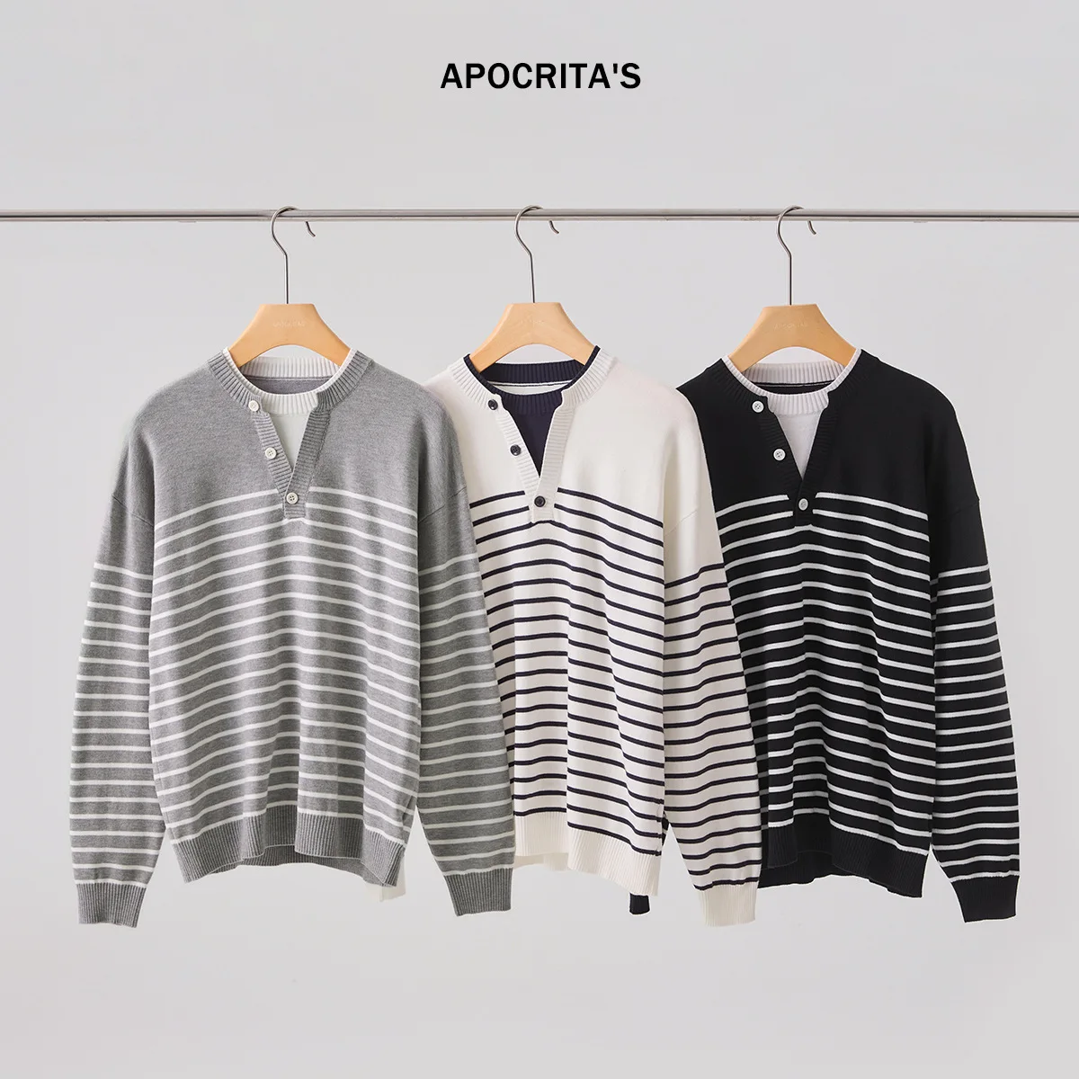 

Loose Long Sve Knitted Sweater Color Blo Striped Inner Wear irt APO Cross-Border Sle Casual Youthful Daily Faion