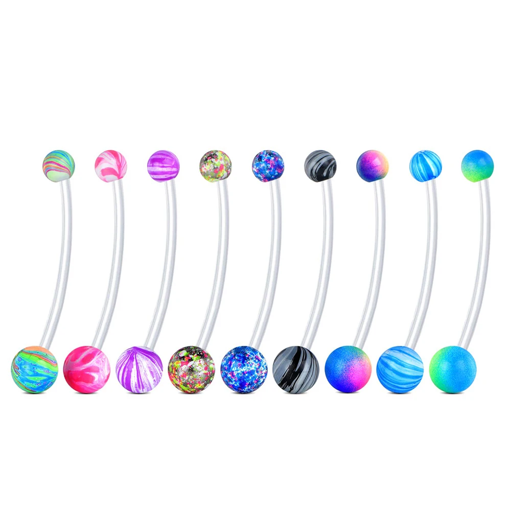 14G Pregnancy Clear Belly Button Rings Flexible Bioplast Sport Maternity Belly Navel Retainer Industrial Earring Body Piercing