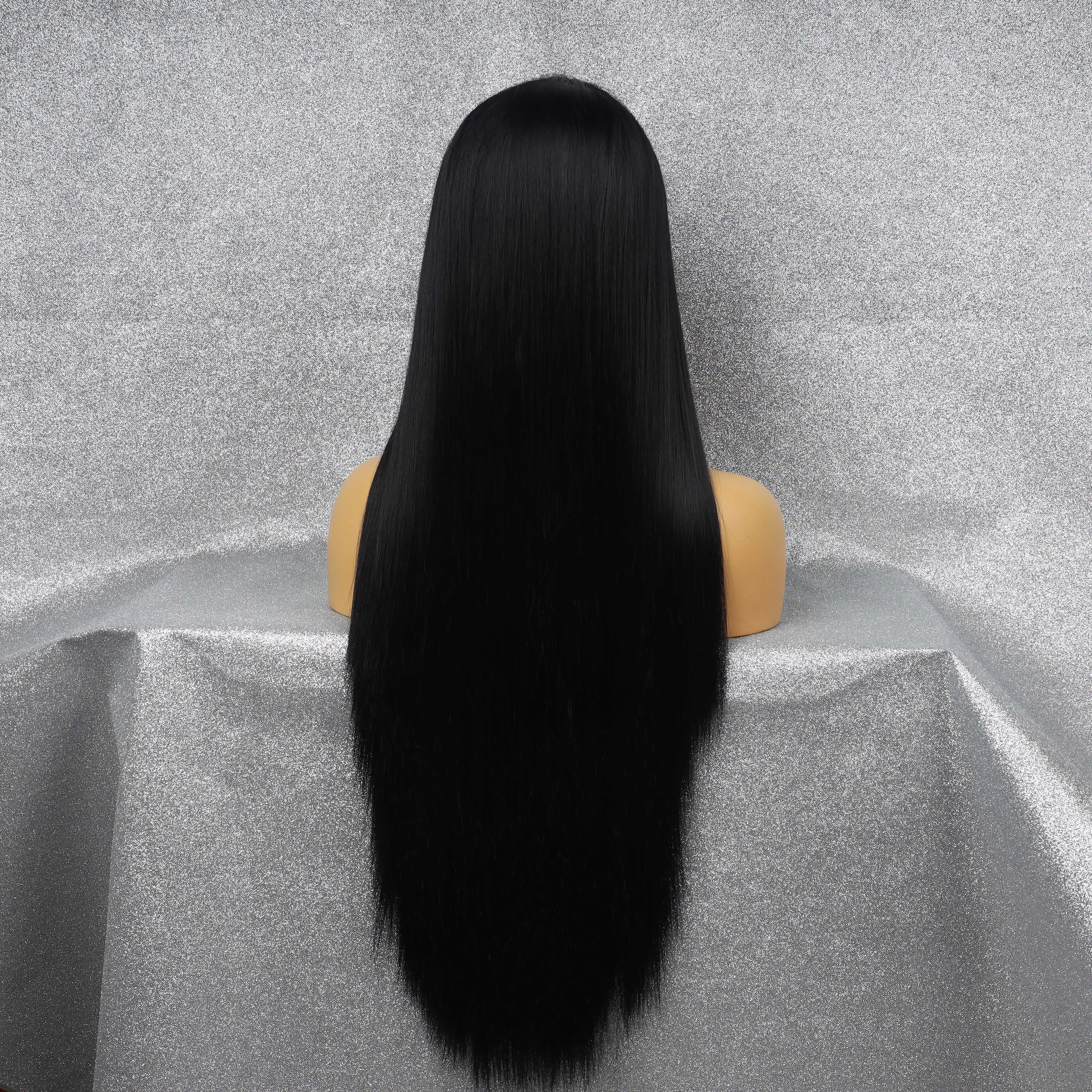 Synthetic Wig Soft And Comfortable Black Long Straight Fiber Wig High Temperature Silk High Temperature Resistant Cosplay Wig