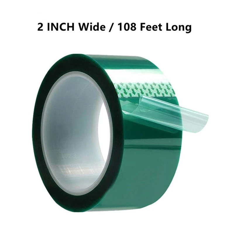 Resin Tape 2 Inch X 108 FT Green Polyester Film Tape High Heat Silicone PET Tape For Epoxy Resin Molding