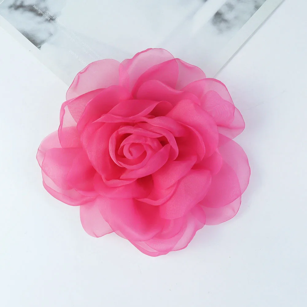 20cm High-end Luxury Oversized Flower Bud Organza Rose Brooch Women's Jewelry Gift Pin Birthday Party Dress Corsage