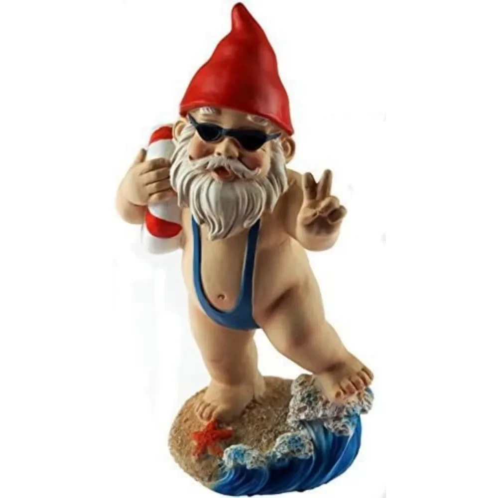 Blue Whale Gifts 15cm Funny Gnome Garden Ornament - Mankini/Life Ring Design