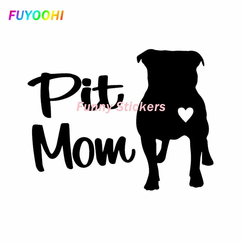 FUYOOHI Lustige Aufkleber Außenzubehör Tier Vinyl Aufkleber Autoaufkleber Pit Mom Pit Bull Pitbull Hund Schwarz/Weiß Aufkleber