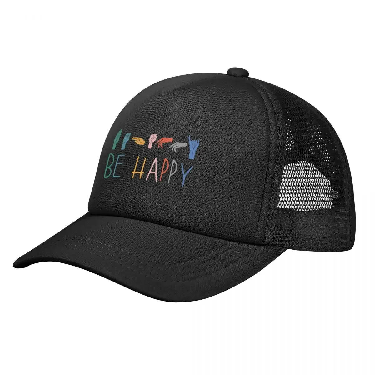 Be Happy Hand Sign Language Teachers Interpreter ASL Baseball Cap Anime Hat Golf Sunhat Men Women's