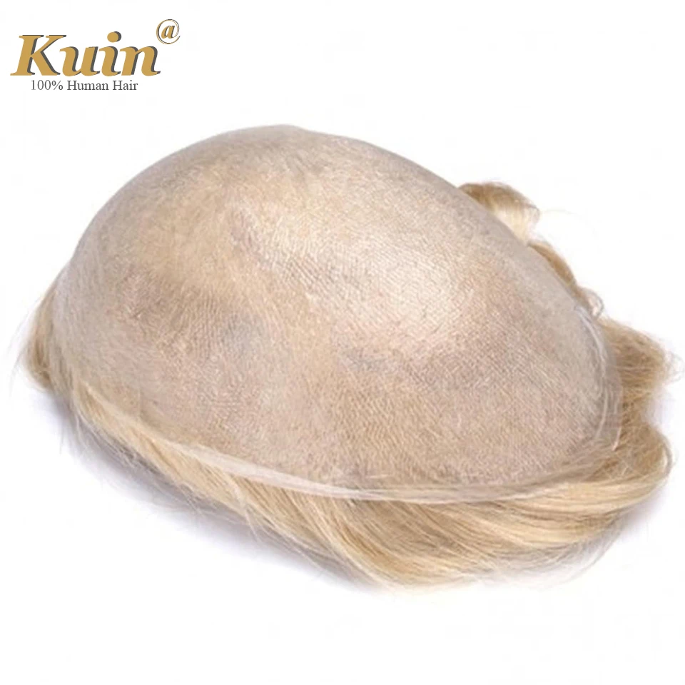 Ultra Thin Skin V-Loop Men Toupee 0.03-0.04mm Super Transparent Pu Human Hair Wig Full Pu Hairpiece Natural Hairline Replacement