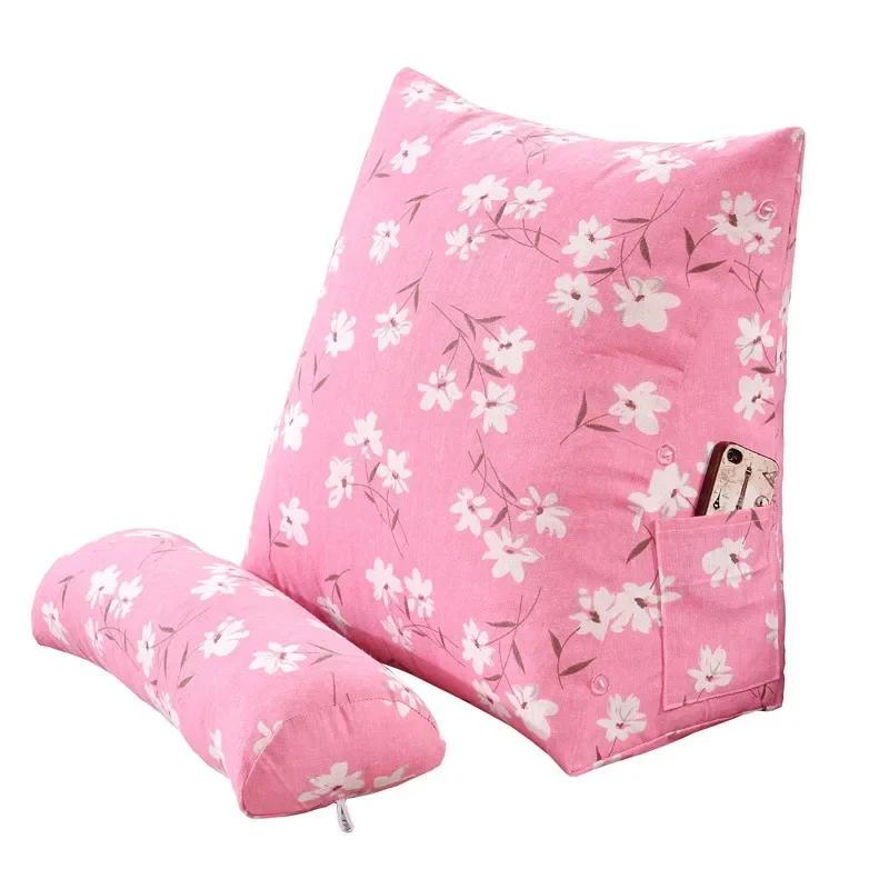 2025 new cotton and linen printed triangular cushion cylindrical pillow core triangular backrest triangular throw pillow medium