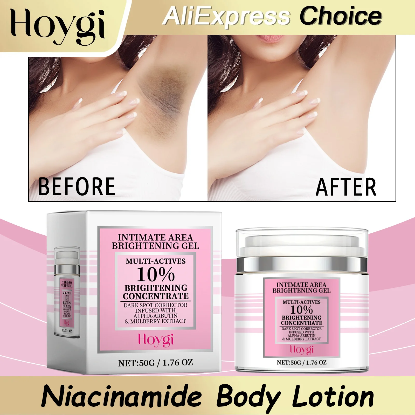 Crema Blanqueadora Corporal HOYGI, Aclarante para Axilas, Codos, Rodillas, Eliminación de Manchas Oscuras en Zonas Íntimas, Loción Corporal para Melanina